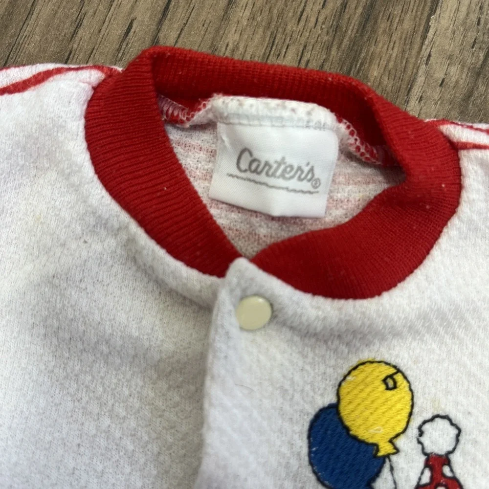 Vintage Carter's Clown Footed Sleeper Snaps Unisex Baby 9-12M Terry Cotton